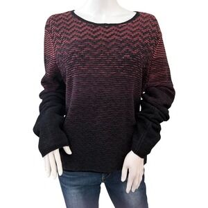 CARLISLE COLLECTION Women XL Ombre Chevron Knit Sweater Pink Black Long‎ Sleeve